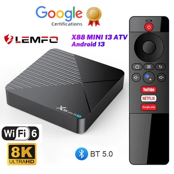 LEMFO X88 Mini 13 Android TV Smart Box RK3528 Сертифициране на Google 8K WIFI6 4G RAM 64G ROM Гласов Асистент PK H20 Tox3 Btv13 W2