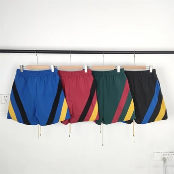 Нови Мрежести къси панталони в стил Мозайка Rhude За мъже и жени, високо качество, 2023, бързо съхнещи жълти гащички с завязками Rhude, къси