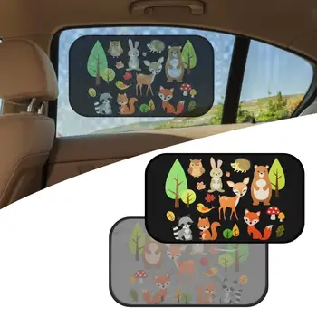 2 Бр. Слънчеви Очила на Прозорците на колата с Мультяшными Животни Шарки са Подходящи За Страничните и задните Прозорци на колата Автомобилни Сенници от Слънце за Бебето