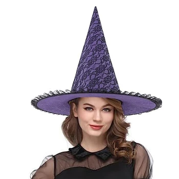 Шапка вещица-магьосник на Хелоуин, Карнавал вечерни шапки с мишурной кърпа, Шапка на Дявола, подпори за cosplay за възрастни жени и мъже