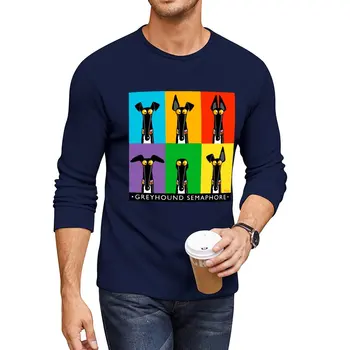 Нова дълга тениска Greyhound Semaphore с надпис tees, забавна тениска за мъже