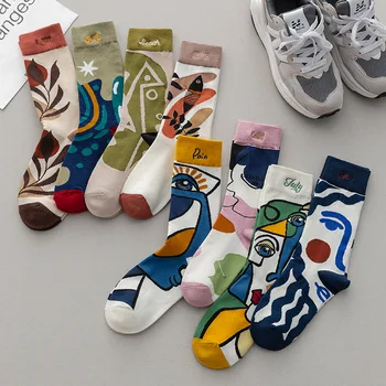 Чорапи Tide от Personality, моден тренд ins, графити, спортни чорапи за двойки, памучни чорапи с бродерия букви
