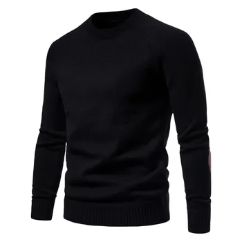 Черен Пуловер, Мъжки Долни ризи, Топли зимни Блузи, с високо воротом и Пуловери, Корейски Топло Вязаный Жилетка с дълъг ръкав 2023