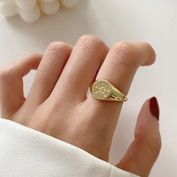 Сребърен бъде позлатен пръстен, Дамска мода, Лек, Луксозен, с високо чувство за, Външен щит, Слънце, Проба 925, Директна доставка на Едро