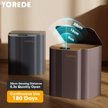 Кофа за боклук YOREDE с автоматично се отваря капака Интелигентна Индукционное кофа за боклук Водонепроницаемое Умно Домашно кошчето за боклук за кухня баня