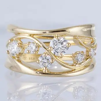 Жена метален пръстен, модни аксесоари 2023, Нови бижута, подарък за годишнина, Винтажное пръстен с цирконием 20233308