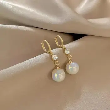 Елегантни Висящи обици от изкуствени перли с лъскави пайети, сватбени декорации с катарама във френски стил, аксесоари за младоженци, подарък