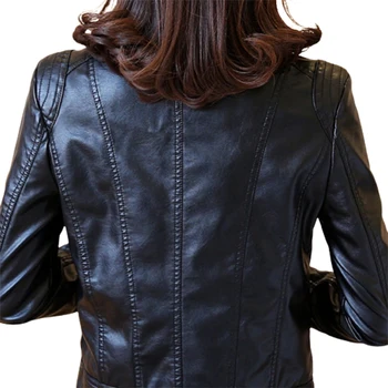 Дамско яке от изкуствена кожа, черно стилно байкерское палто с цип, един чудесен подарък за жена, приятелка