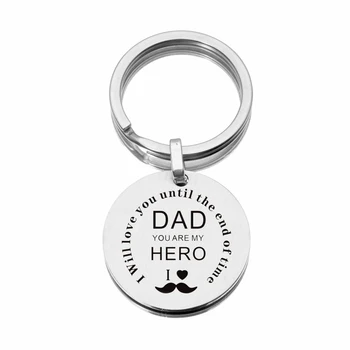 Подарък за Деня на бащата Ключодържател за татко Модерен ключодържател от неръждаема стомана, Татко, Ти си моят Герой, Празничен подарък за изразяване на любовта