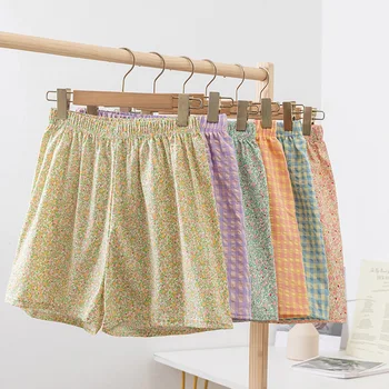 Летни дамски къси панталони от шифон с цветен модел, Ежедневни Свободни Панталони на точки на Корейската мода Harajuku, плажни къси панталони за момичета NS5691