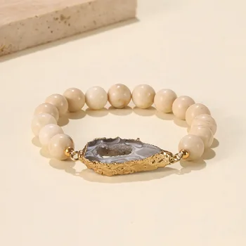 Ins Популярен гривна от естествени перли с скъпоценния камък, мъжки и женски еластична гривна от глазурованного камък гривна