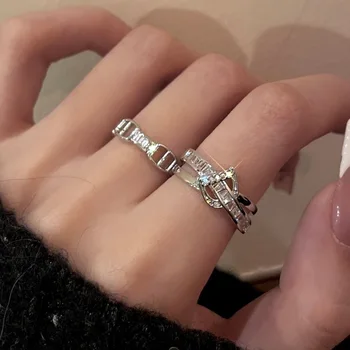 Женски пръстен с буква D, блестящи пръстени с цирконии, Корейски моден тренд, аксесоари Ins, Прекрасната украса Kawaii, сладък подарък на приятелката си