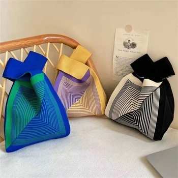 Луксозна Дизайнерска вязаная чанта на райе, модерна чанта през рамо в корейски стил, модни малка пътна чанта и чанта за пазаруване
