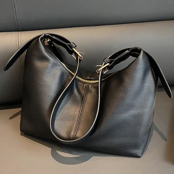 Реколта однотонная чанта през рамо с регулируема каишка, Луксозни чанти за жени, Кожена чанта на рамото, чанта за голям капацитет