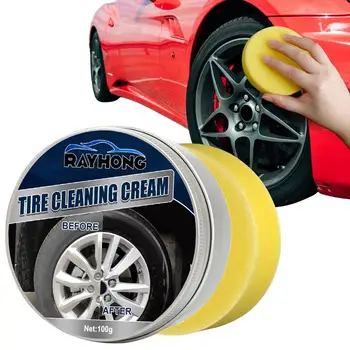 Крем за почистване на автомобилни гуми Крем за почистване на автомобилни гуми с гъба Паста за възстановяване на гуми за леки автомобили, мотоциклети, камиони, атв, велосипеди