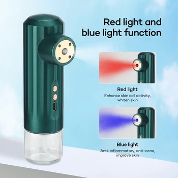 Мини-Кислороден Инжектор под Високо Налягане с led Осветяване, червено, Синьо, Нано-Спрей за Мъгла, Инструмент за почистване и овлажняване на лицето