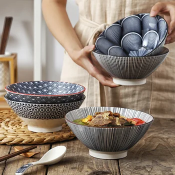 Керамична купа в скандинавски стил, 7-инчов проста керамична купа за домашно ресторант, изработени по поръчка, купа за супа, ориз