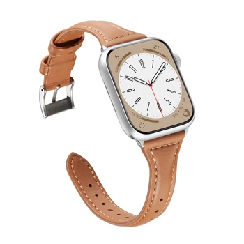 Тънка кожена каишка за Apple Watch band 40 мм 44 мм 41 мм 38 мм 42 мм 45 мм на 49 Гривна от естествена кожа correa iwatch серията ultra 6 3 se 7 8