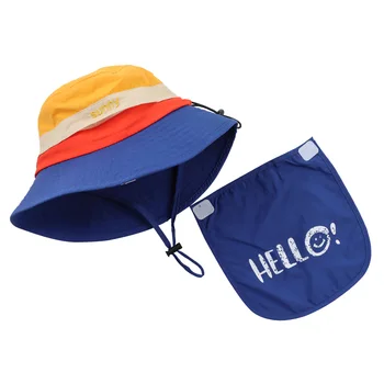 Детска солнцезащитная шапка с лента за врата, Лятна панама за малки момичета, пролетни шапки за малки момчета, Мультяшные Рибарски шапки за деца, детски момчета