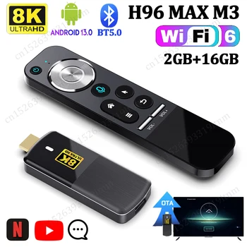 H96 MAX M3 TV Stick Android 13,0 Смарт мини-PER-ключ 2 GB 16 GB BT5.0 Wifi 6-8 K HD Android TV Box Портативен Плейър Телеприставка
