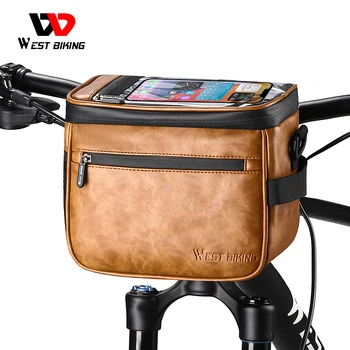 WEST BIKING богат на функции Велосипедна Предната чанта със Сензорен екран 4.5 литра, Мотор чанта с Голям капацитет, Водоустойчив Мотор чанта През рамо, Чанта
