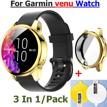 Гривна за часовници на Garmin Venu, фолио, защитно фолио, калъф, рамка с покритие от TPU, гривна, каишка за часовник Garmin Venu, колан