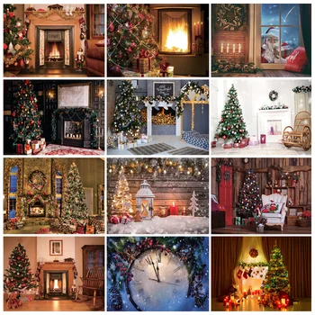 Коледни фонове, за снимки, Камина, Коледно дърво, подаръци за новородено, Фон за портретна фотография, Фотосесии 210318XLT-03