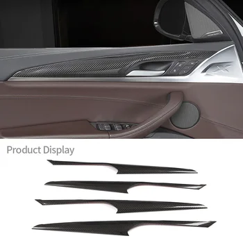 За BMW X3 G01 X4 G02 2018-2020 Авто Вътрешна врата копчето от настоящето въглеродни влакна, декоративна лента, аксесоари за интериора на колата, 4 бр.