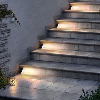 2 Опаковки Led слънчева стълба тела Ip67, Водоустойчива лампа за полагане на стъпала, стълби, бяла/топло цвета RGB за външно декор на градина и двор