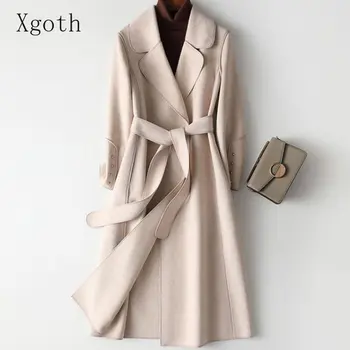 2023 Ново модно двустранно плюшевое вълна палто, женски създава покривка козината е със средна дължина, есенно-зимния ново увит палто