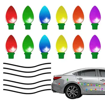 Коледен Автомобил Светлоотразителни Магнити Автомобилна Крушка Коледна Украса Светлоотразителни Автомобилни Стикери Крушка Кола За Коледа