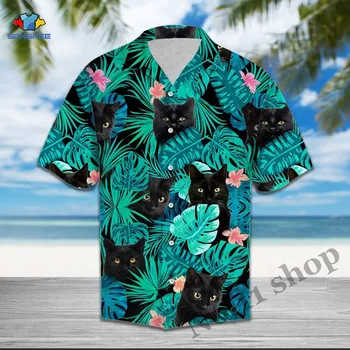 Хавайска риза с 3D принтом за мъже, риза с къс ръкав за плаж, бар, лятната ваканция,