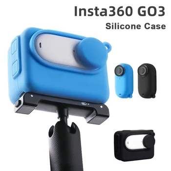 Защитен калъф за Insta360 GO 3 Защитна рамка за корпуса, помещение за палеца, 1/4 Невидимия адаптер Силиконов калъф с каишка за Insta360