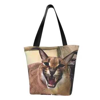 Caracal Cat Floppa Meme на Хранителни Чанта-Тоут, Чанти за пазаруване, Дамски Холщовая чанта-Купувач По поръчка, чанти Голям Капацитет