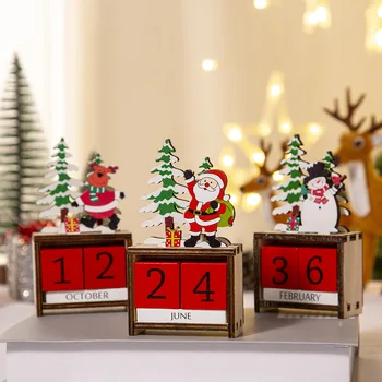2023 Календар за Обратно броене Нова Година Лосове Снежен човек САМ Дървени Орнаменти Навидад Коледна украса Коледен подарък за Децата Натал Noel