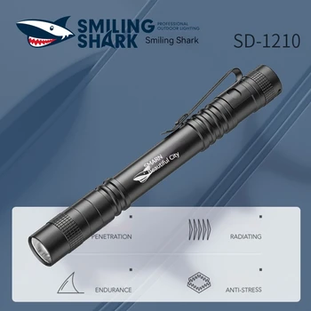 Дръжка Smiling Shark SD1210 с клипс, преносим фенер, Акумулаторна батерия водоустойчив фенер за къмпинг, разходки на открито