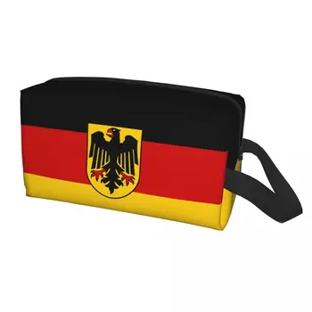 Дамски косметичка с флага на Германия, скъпа немска патриотическая косметичка голям капацитет, козметични чанти за съхранение на козметични продукти, чанти за тоалетни принадлежности