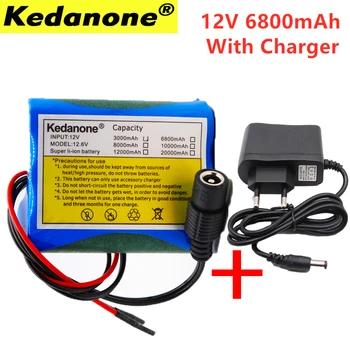 KEDANONE Нов 12 6800 mah 18650 Литиево-йонна Акумулаторна Батерия За камери 3A Batteey + 12,6 В ЕС, САЩ Зарядно + Безплатна Покупка