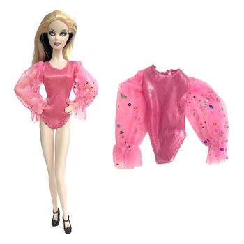 NK 1 Комплект 1/6 Принцеса, Мода Розови цели бански, Благородни Дантелени плажни бански костюми с дълъг ръкав за Барби кукли, Аксесоари, Подарък играчка
