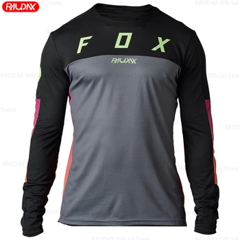 Raudax Fox-Тениски За мотокрос с Дълги ръкави, бързо съхнещи Трикотажни Ризи МТБ Downhill Mountain Bike Maillot Ciclismo Ендуро