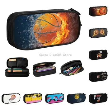 Баскетболни пеналы Ice and Fire Kawaii за момичета и момчета, спортна чанта за моливи с Голям капацитет, чанта за студенти, Канцеларски материали