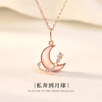 s925 против forma estrella de luna y, diseño de personalidad coreana para mujer, cadena de clavícula против concha de nicho de luna