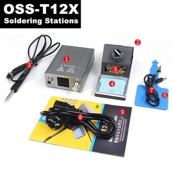 Поялната станция OSS T12-X, Електронен поялник, led дигитален дисплей, Поялната станция BGA, Комплект заваръчни инструменти