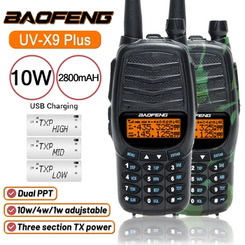Baofeng UV-X9 Плюс 10 W Висока мощност Тройна 10 Вата/4 W/1 W Двойна ПР VHF/UHF Двухдиапазонная радиостанция UV-5R UV-82