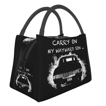 Carry On My Wayward Son Изолирано Чанта за Обяд за Жени, Фланец Supernatural-PER-Охладител, Термална Кутия за Обяд, Офис, Екскурзия, Пътуване