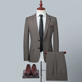 Бутик 2023 (сако + панталон, Мъжки модерен бизнес Проста кърпа Хер Weave, Ежедневни Професионално облекло, микроэластичный комплект, 2 комплекта