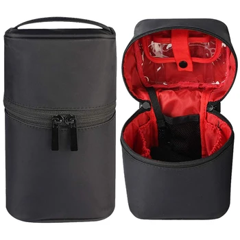 Мултифункционални козметични чанти във формата на бъчва, Дамски Найлон косметичка, чанта за измиване на тоалетни принадлежности, чанта с цип, Дамски аксесоари за грим в пътя