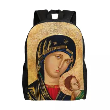 Раница с изображение на Дева мария Вечна помощ, дамски и мъжки ежедневни чанти за колеж, ученически чанти на Римо-Католическата Дева Мария