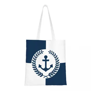 Обичай Дизайн в морската тема на Котвата, Холщовые чанти за пазаруване, Ръчни Преносими Хранителни стоки торби за пазаруване Моряк Мъкна