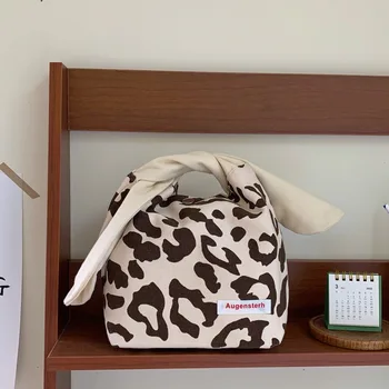 Модерна чанта-bento с леопардовым принтом, студентски ръчни чанти-охладители за обяд за жени, Преносим чанта за обяд за пикник, скъпа чанта